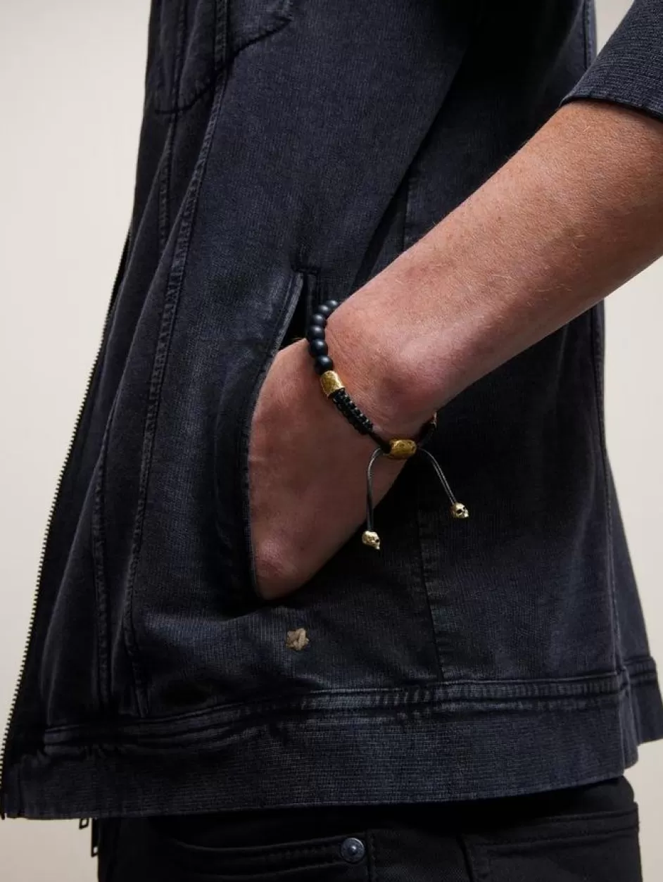 John Varvatos 8MM BRASS SKULL WITH COLOR BEADS BLACK Hot