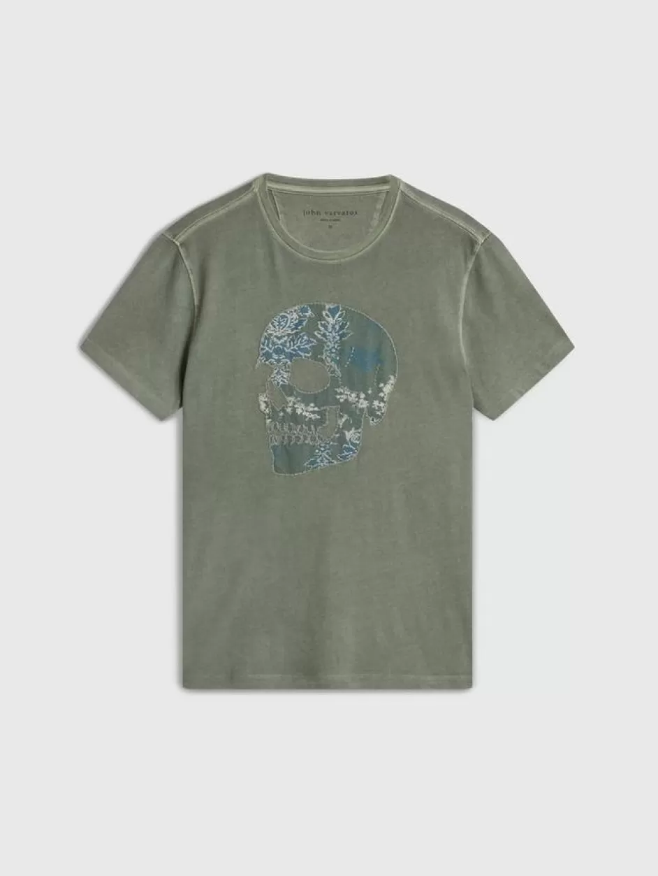 John Varvatos APPLIQUE SKULL TEE DRILL OLIVE Sale