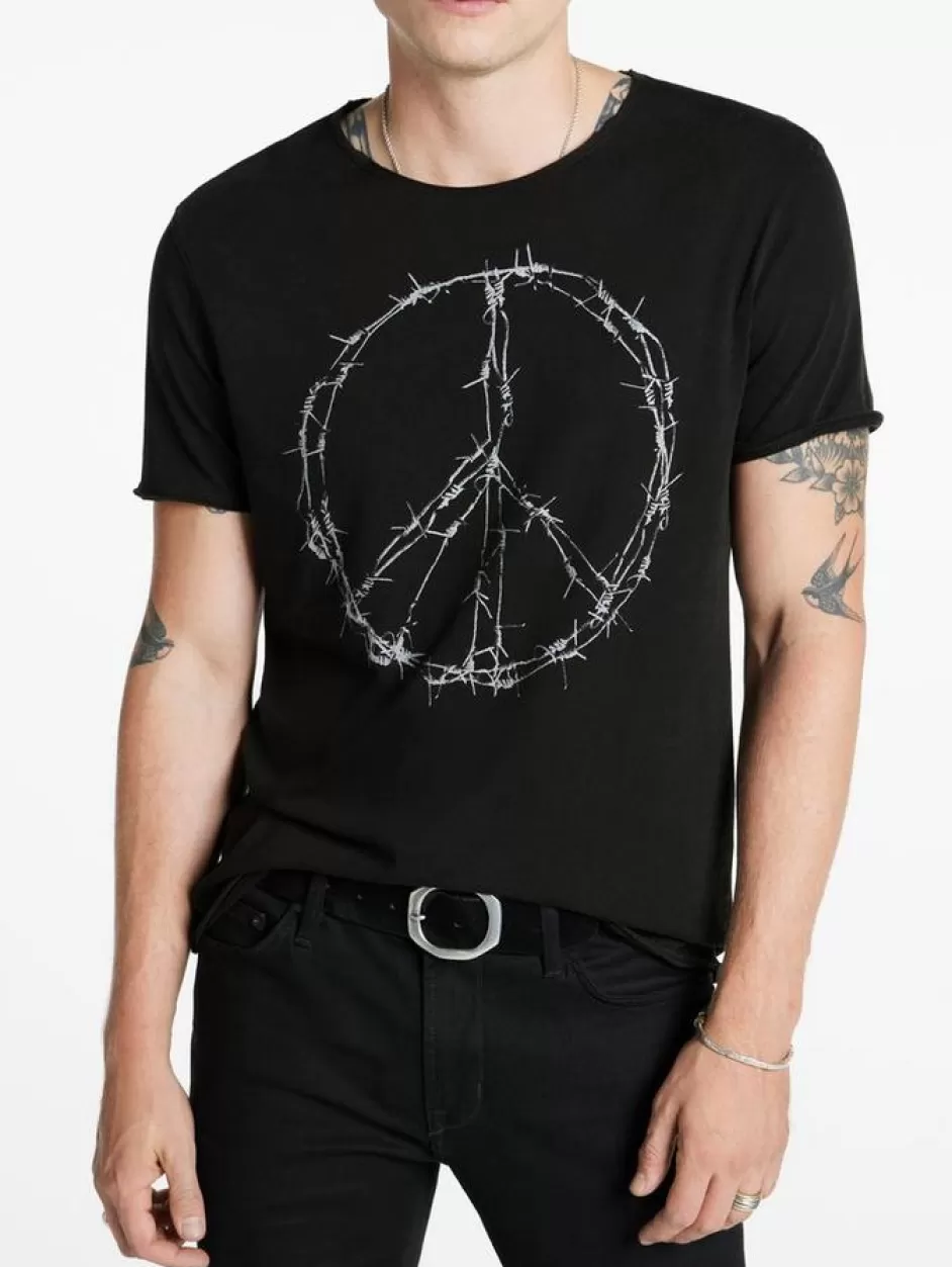 John Varvatos BARBWIRE PEACE TEE BLACK Shop