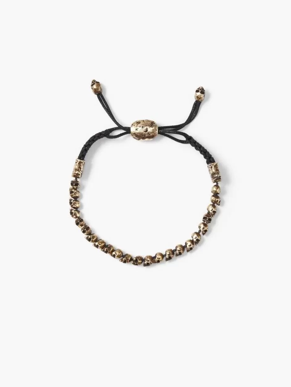 John Varvatos BEADED SKULL BRACELET BRASS Discount