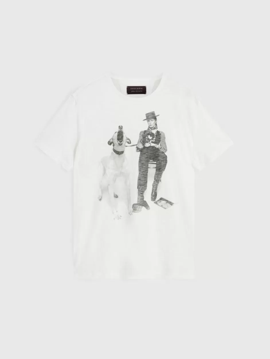 John Varvatos BOWIE WITH DOG TEE OPTIC WHITE Flash Sale