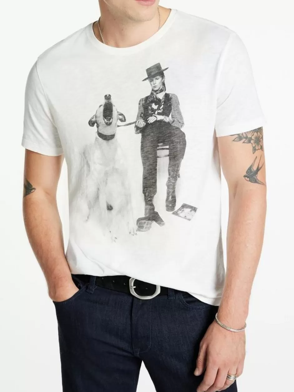 John Varvatos BOWIE WITH DOG TEE OPTIC WHITE Flash Sale