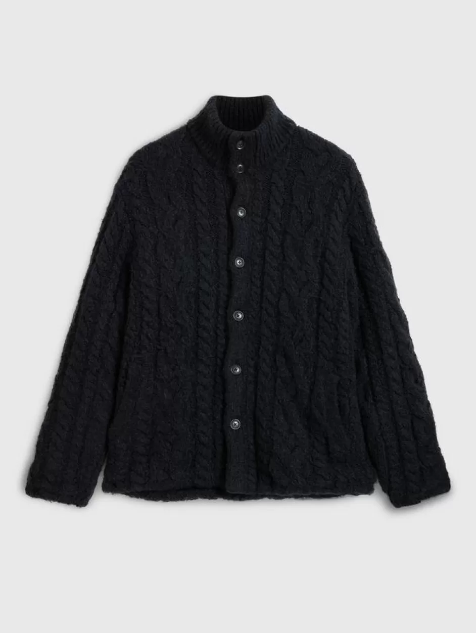 John Varvatos BRANDT CABLE SWEATER BLACK Best