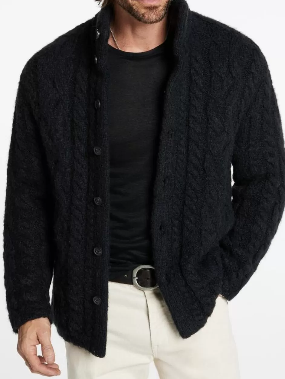 John Varvatos BRANDT CABLE SWEATER BLACK Best