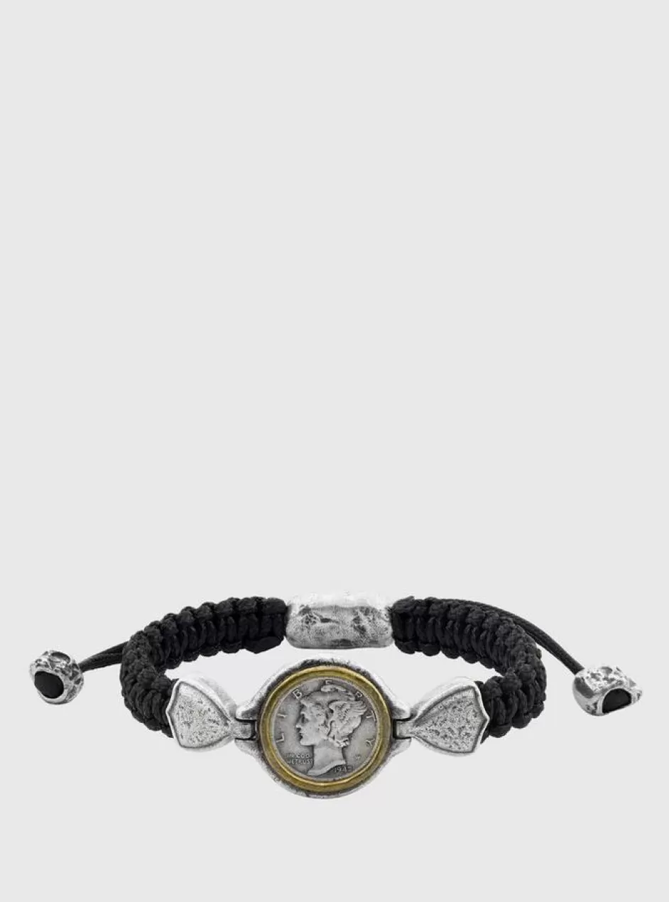 John Varvatos CORDED MERCURY COIN BRACELET SILVER Best Sale