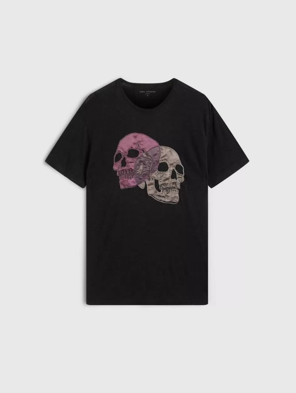 John Varvatos DOUBLE SKULL TEE BLACK Cheap