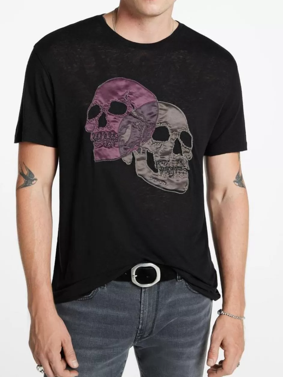 John Varvatos DOUBLE SKULL TEE BLACK Cheap