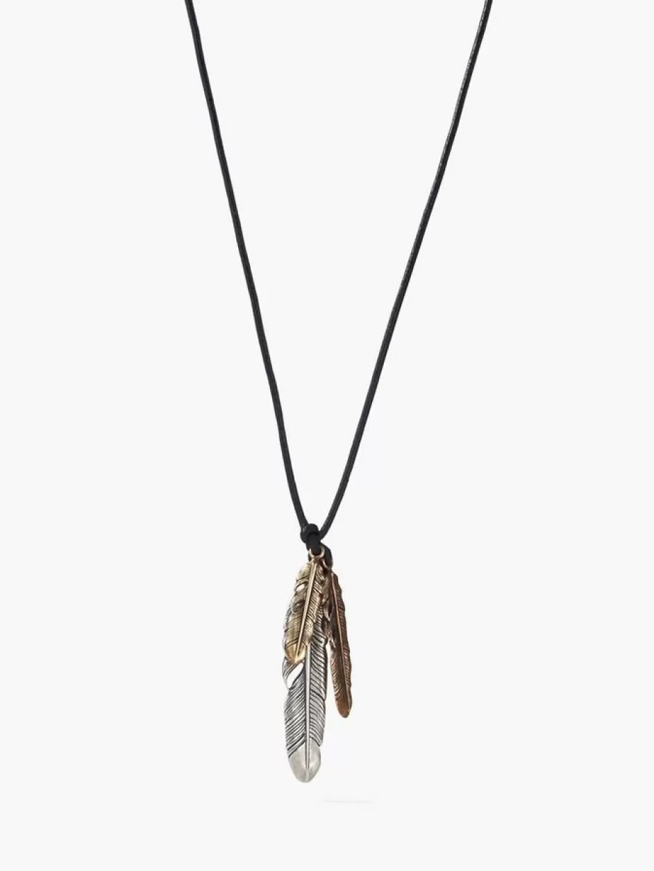 John Varvatos FEATHER PENDANT NECKLACE BLACK Outlet