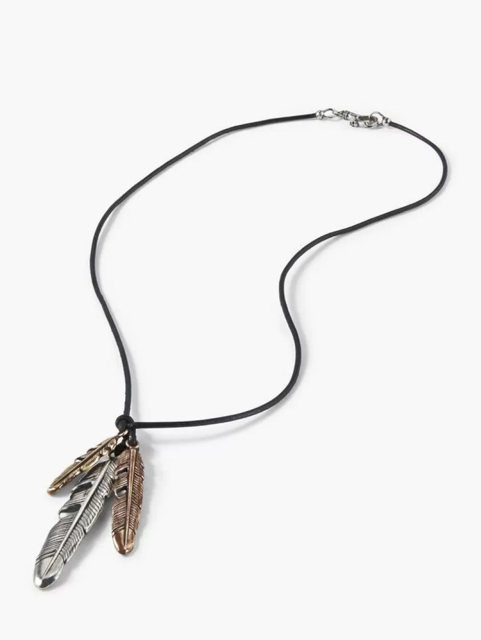 John Varvatos FEATHER PENDANT NECKLACE BLACK Outlet