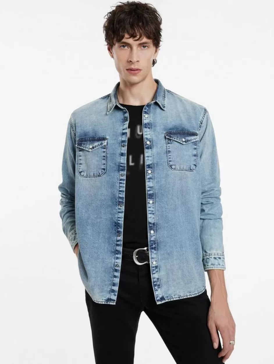 John Varvatos MARSHALL WESTERN SHIRT OXFD BLUE Store