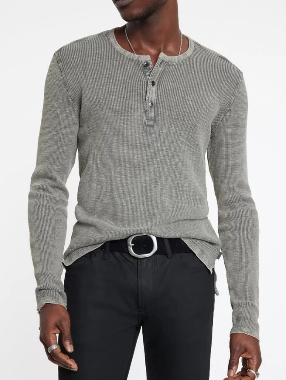 John Varvatos MEMPHIS WAFFLE HENLEY BLACK Discount