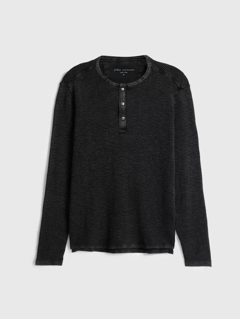 John Varvatos MEMPHIS WAFFLE HENLEY BLACK Fashion