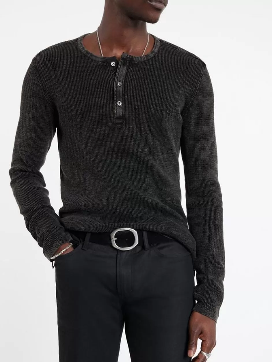 John Varvatos MEMPHIS WAFFLE HENLEY BLACK Fashion