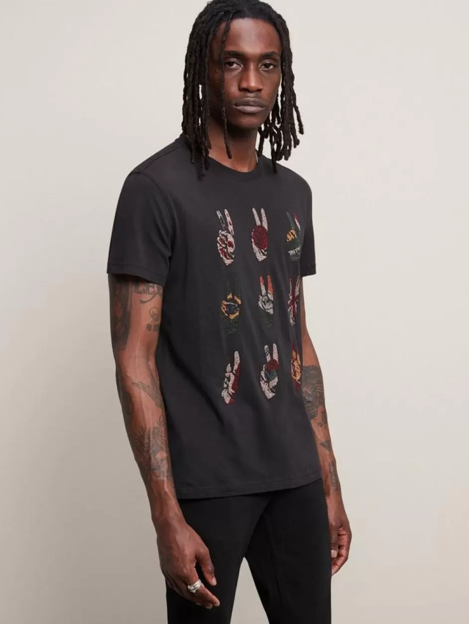 John Varvatos MULTI PEACE HAND TEE BLACK Store