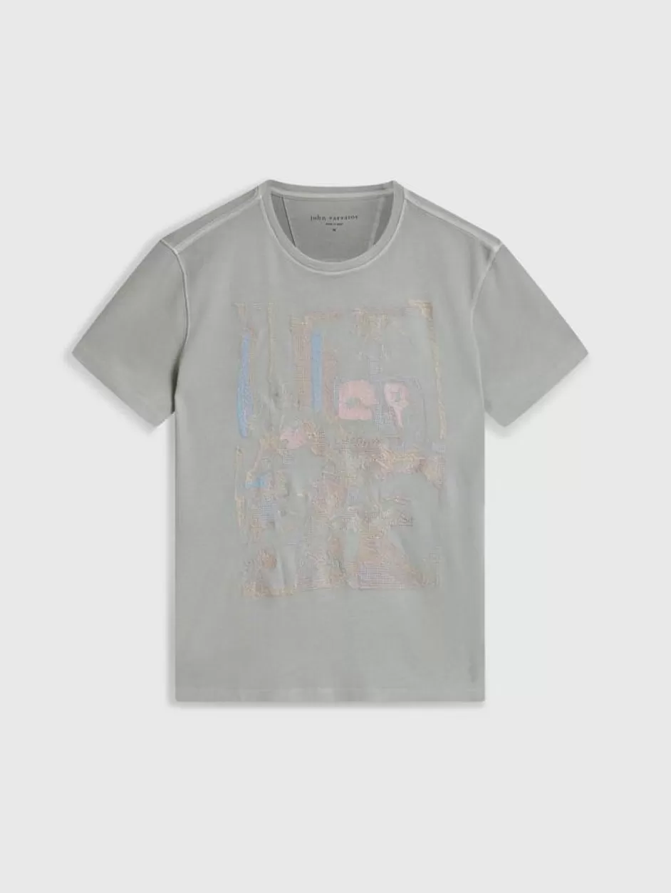 John Varvatos PHOTO EMBROIDERY TEE BELUGA/WHITE Cheap