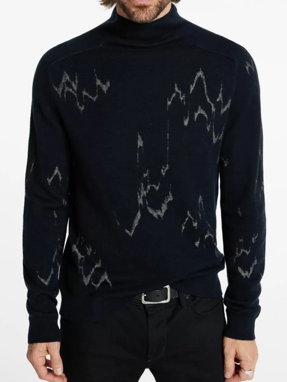 John Varvatos PIERRE MOCK NECK SWEATER NAVY Shop