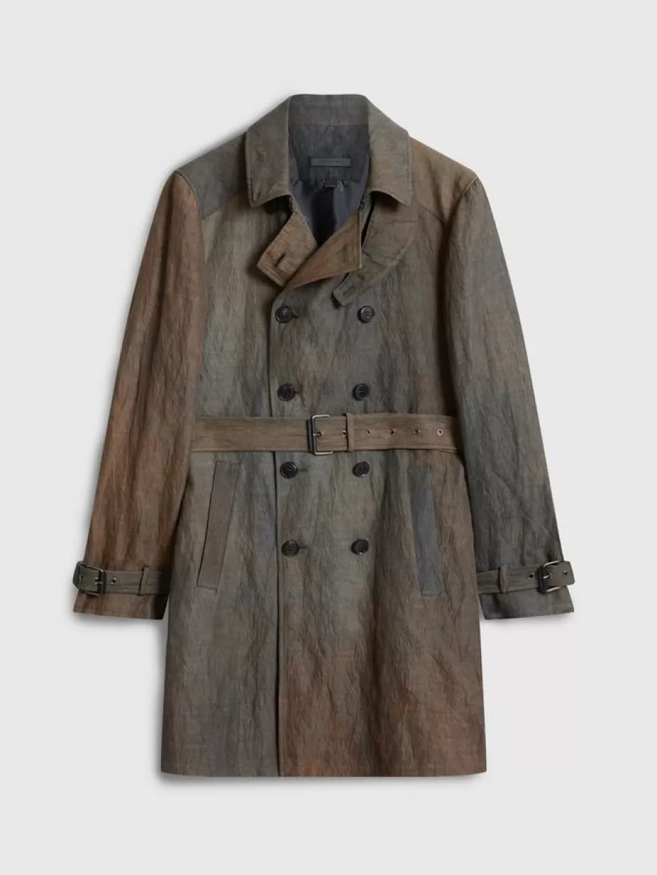 John Varvatos POPLAR TRENCH DRILL OLIVE Clearance