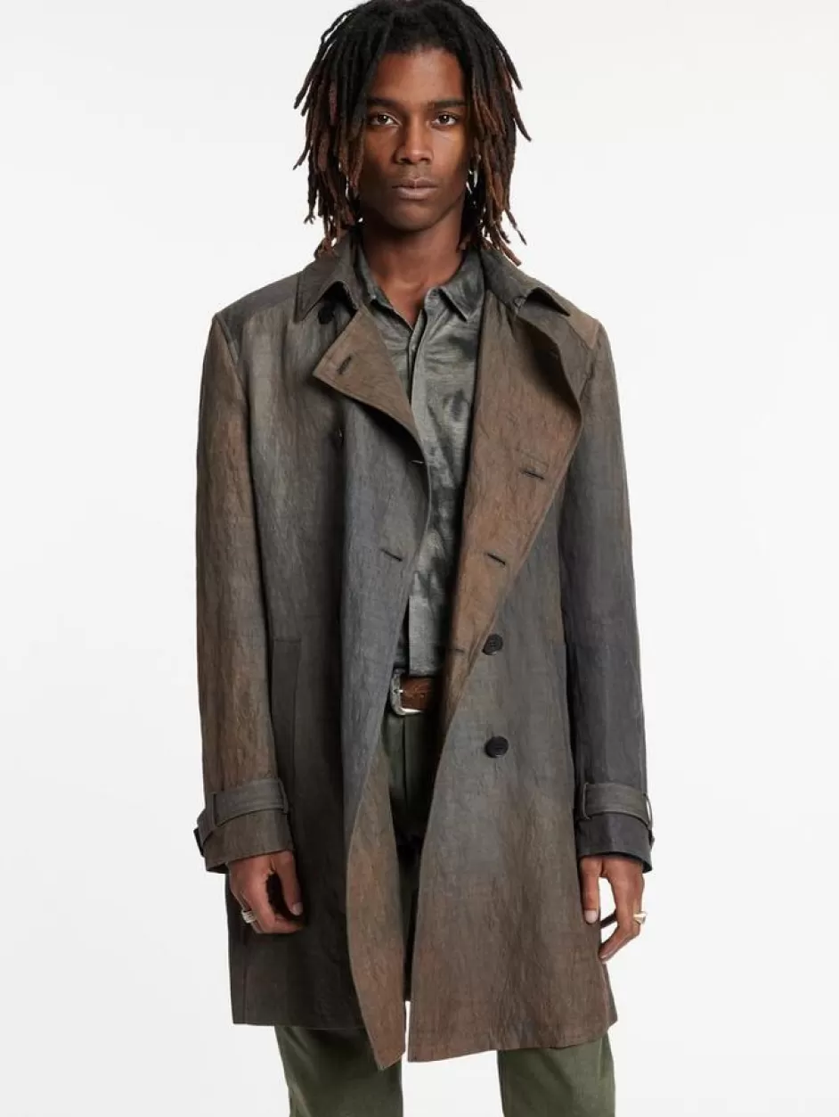 John Varvatos POPLAR TRENCH DRILL OLIVE Clearance