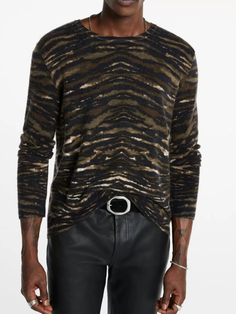 John Varvatos SABRADO CREWNECK SWEATER CHOCOLATE Best Sale