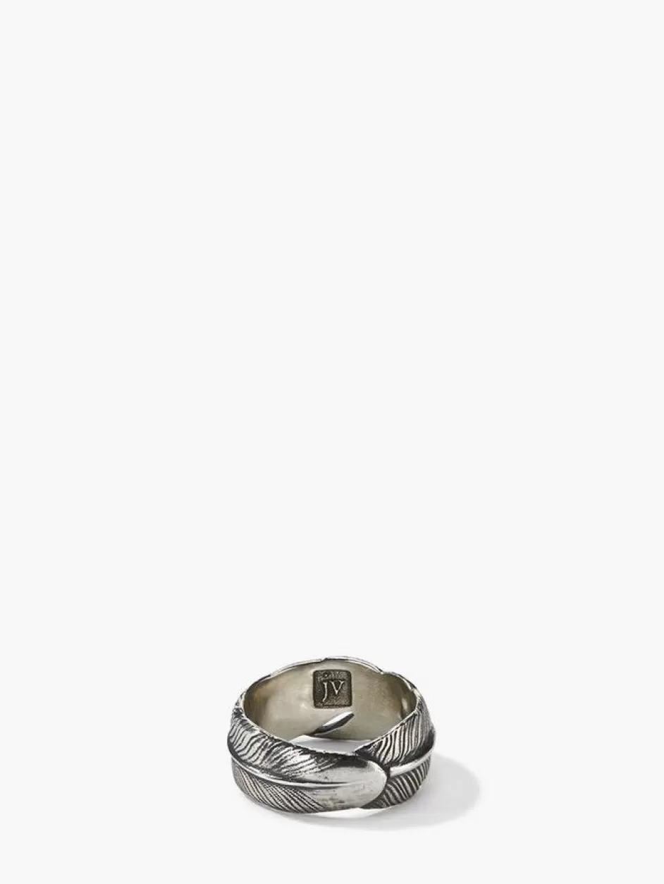 John Varvatos FEATHER RING SILVER Clearance