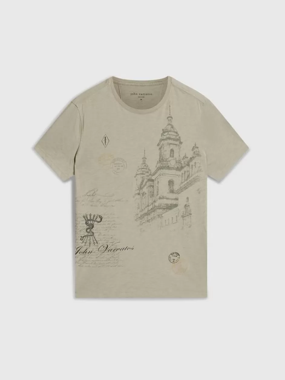 John Varvatos TRAVELERS STAMP TEE SPRUCE New