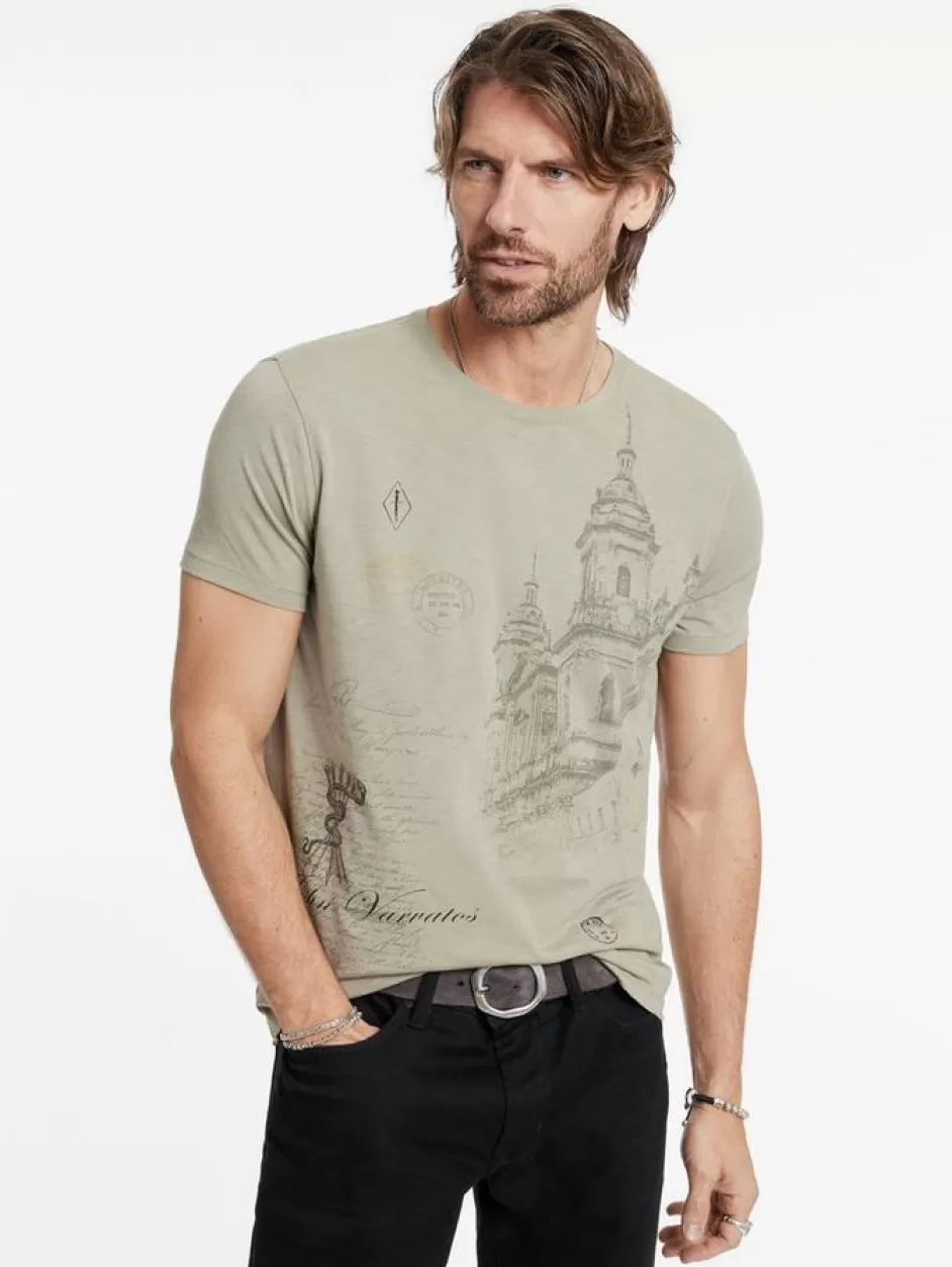 John Varvatos TRAVELERS STAMP TEE SPRUCE New