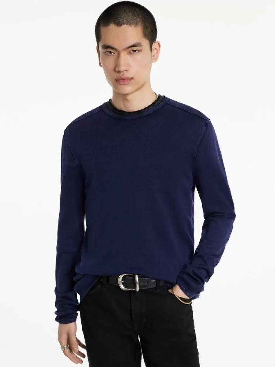 John Varvatos WALTER CREW NECK SWEATER BLACK Best Sale